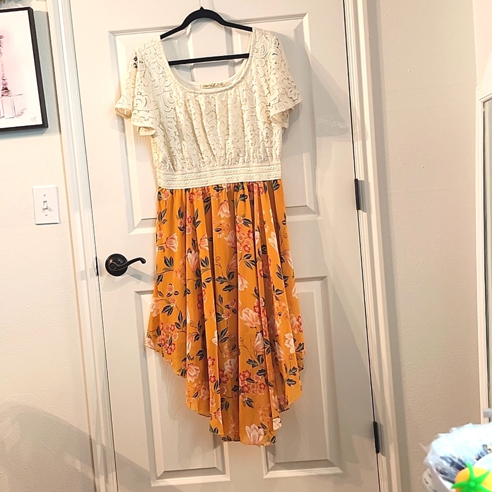 Liberty Love High Low Mustard Dress